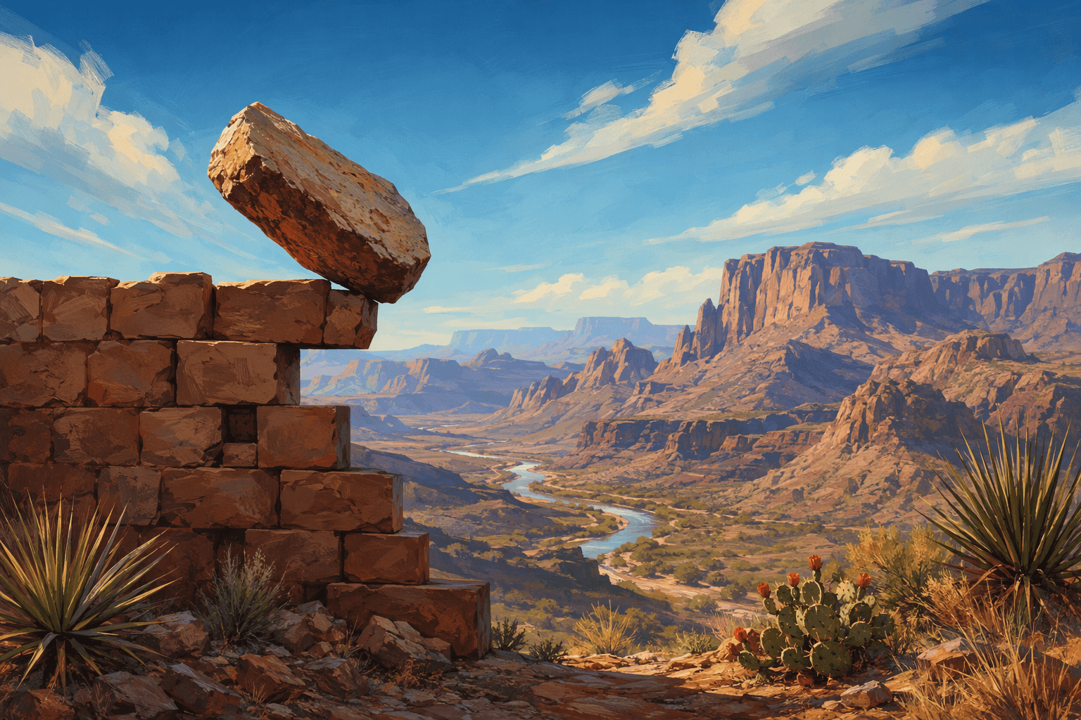 Desert landscape boundary wall - illustration, Jake Team LLC