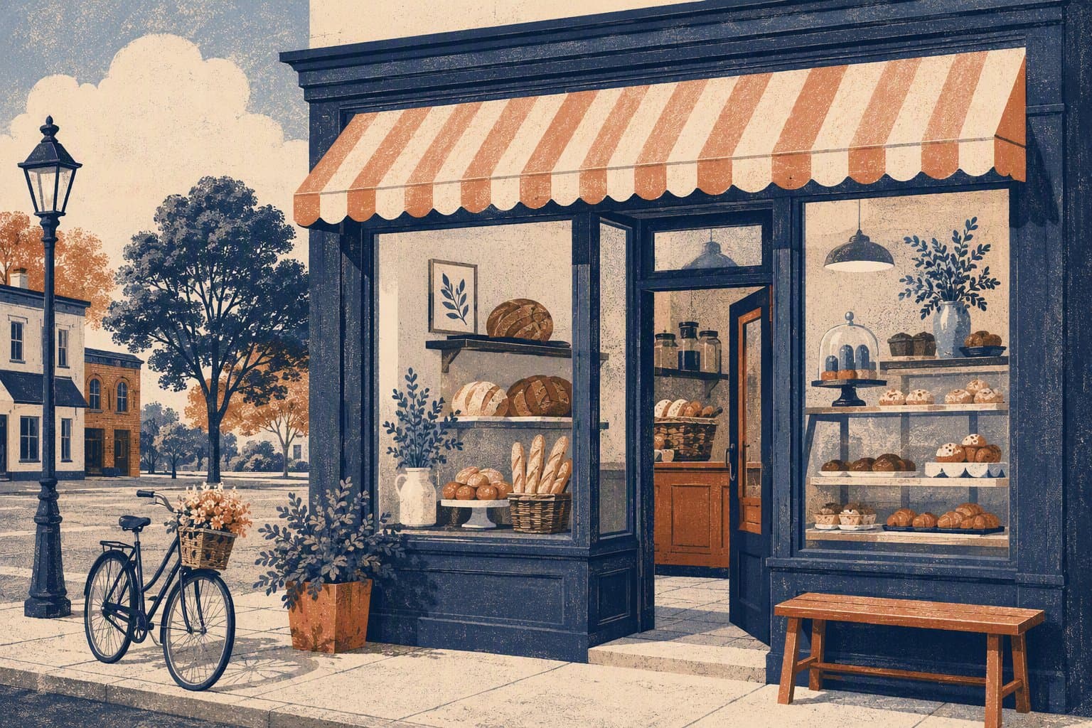 local bakery storefront - illustration, Jake Team LLC