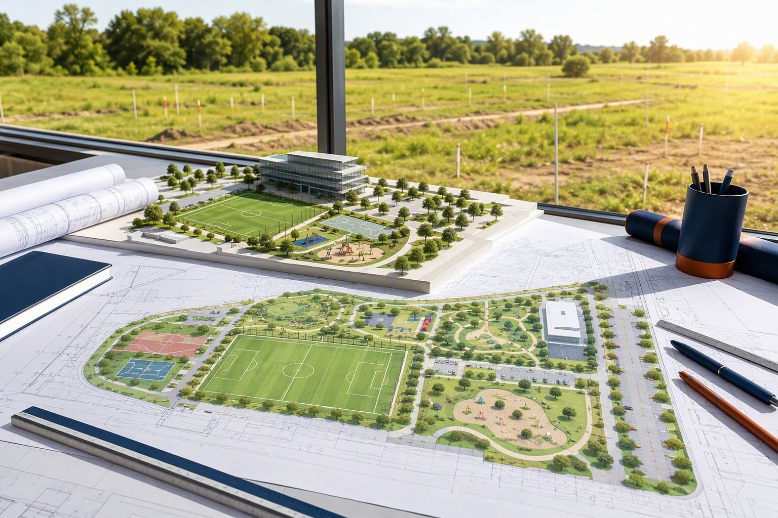 Park and Office Development - illustration, Jake Team LLC