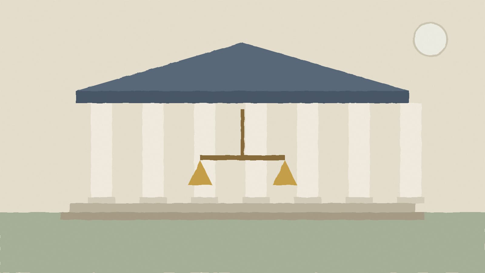 Courthouse columns and scales - illustration, Jake Team LLC