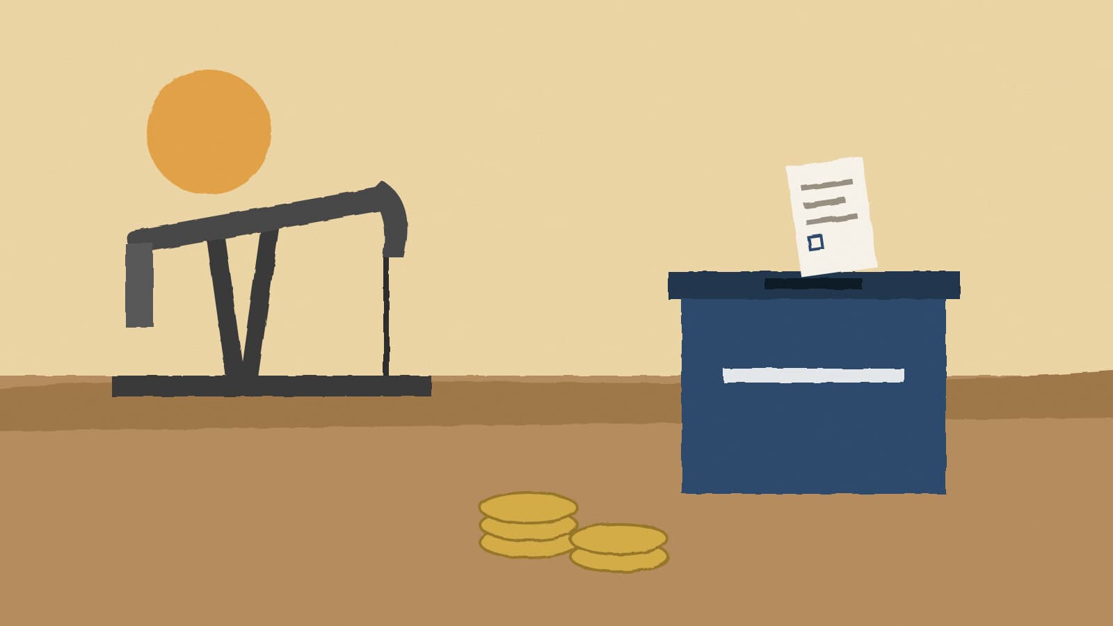 Pumpjack and ballot box - illustration, Jake Team LLC