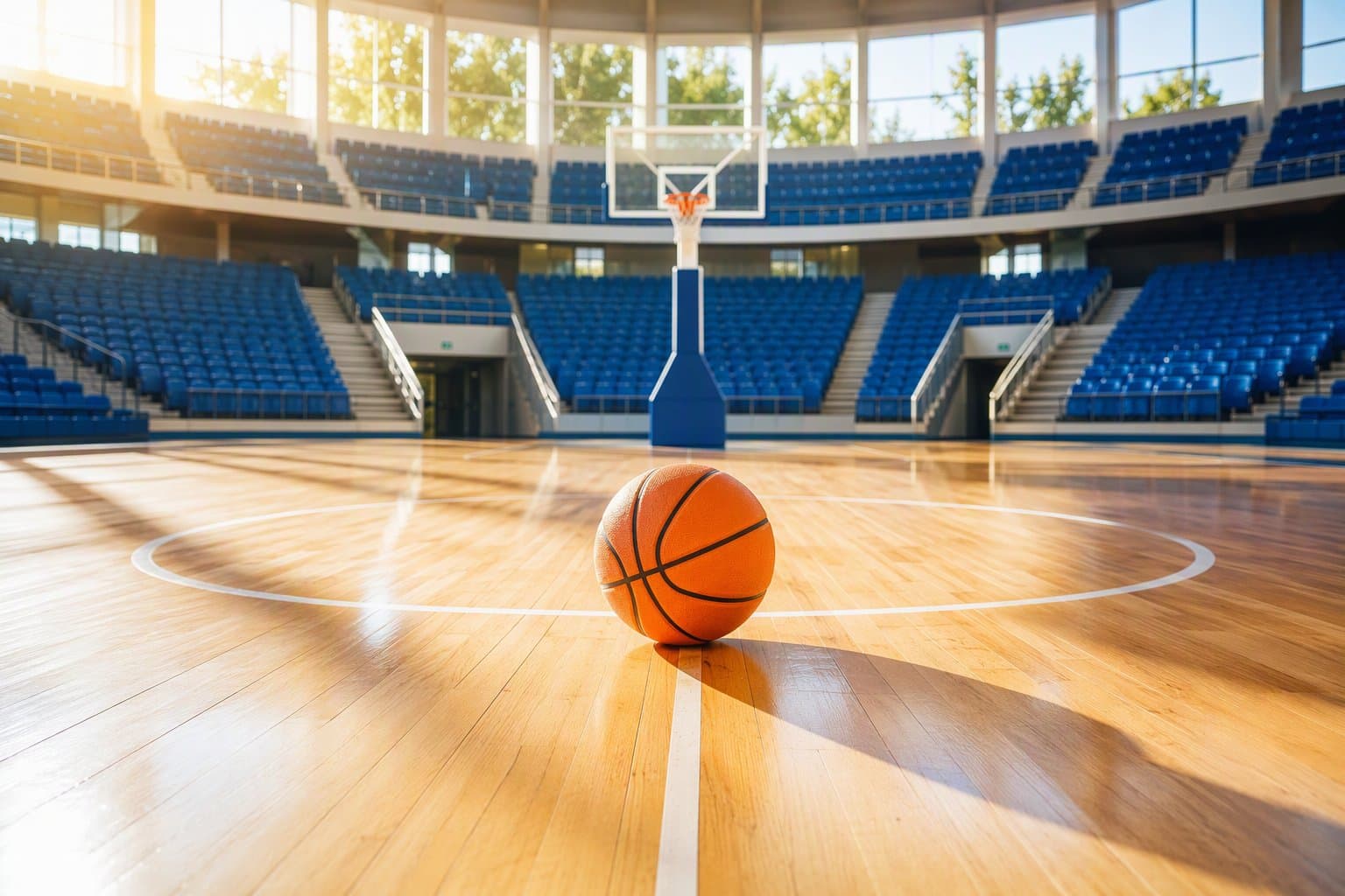 Sunlit basketball court - illustration, Jake Team LLC