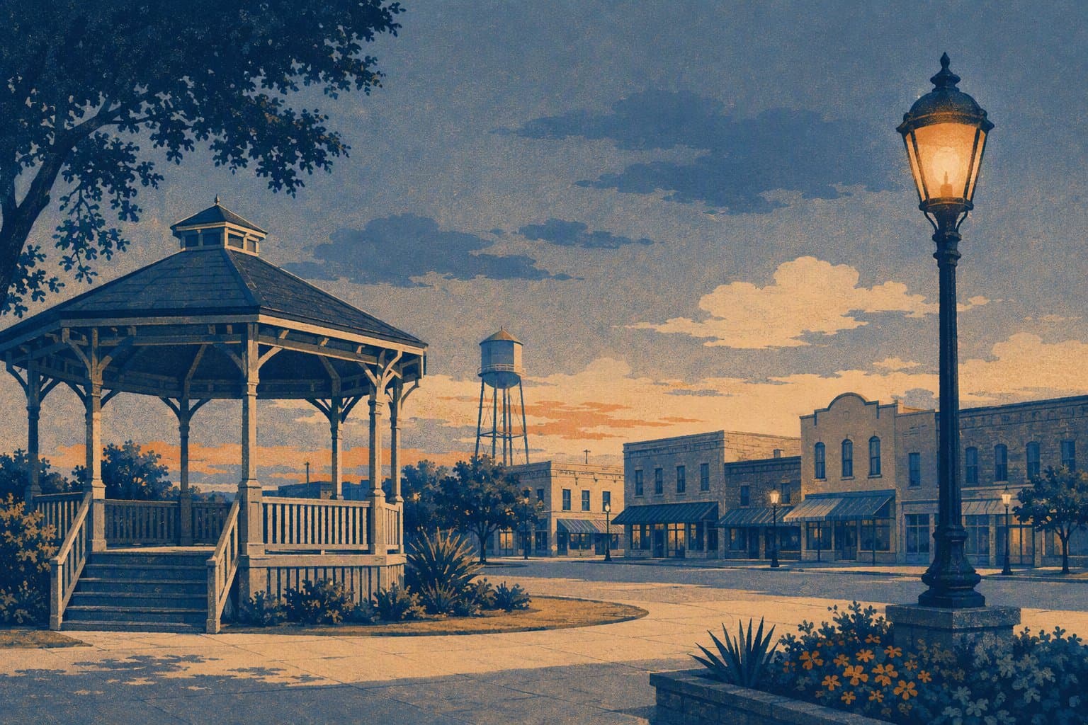Texas Town Square - illustration, Jake Team LLC