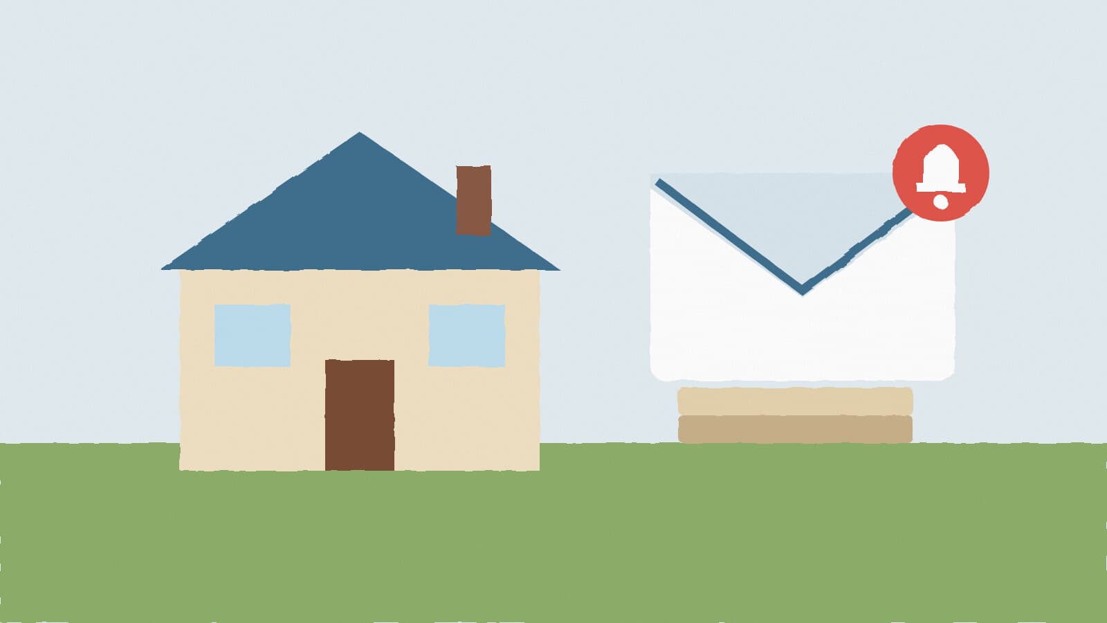 House with alert envelope - illustration, Jake Team LLC